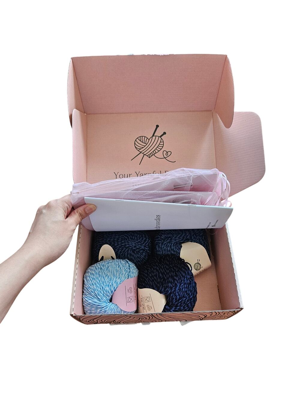 Hooks and Needles Subscription Box Knitting Full Kit Cotton Wool Blend 4mm